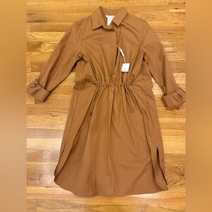 MaxMara Brown Long-Sleeve Dress with Drawstring Waist